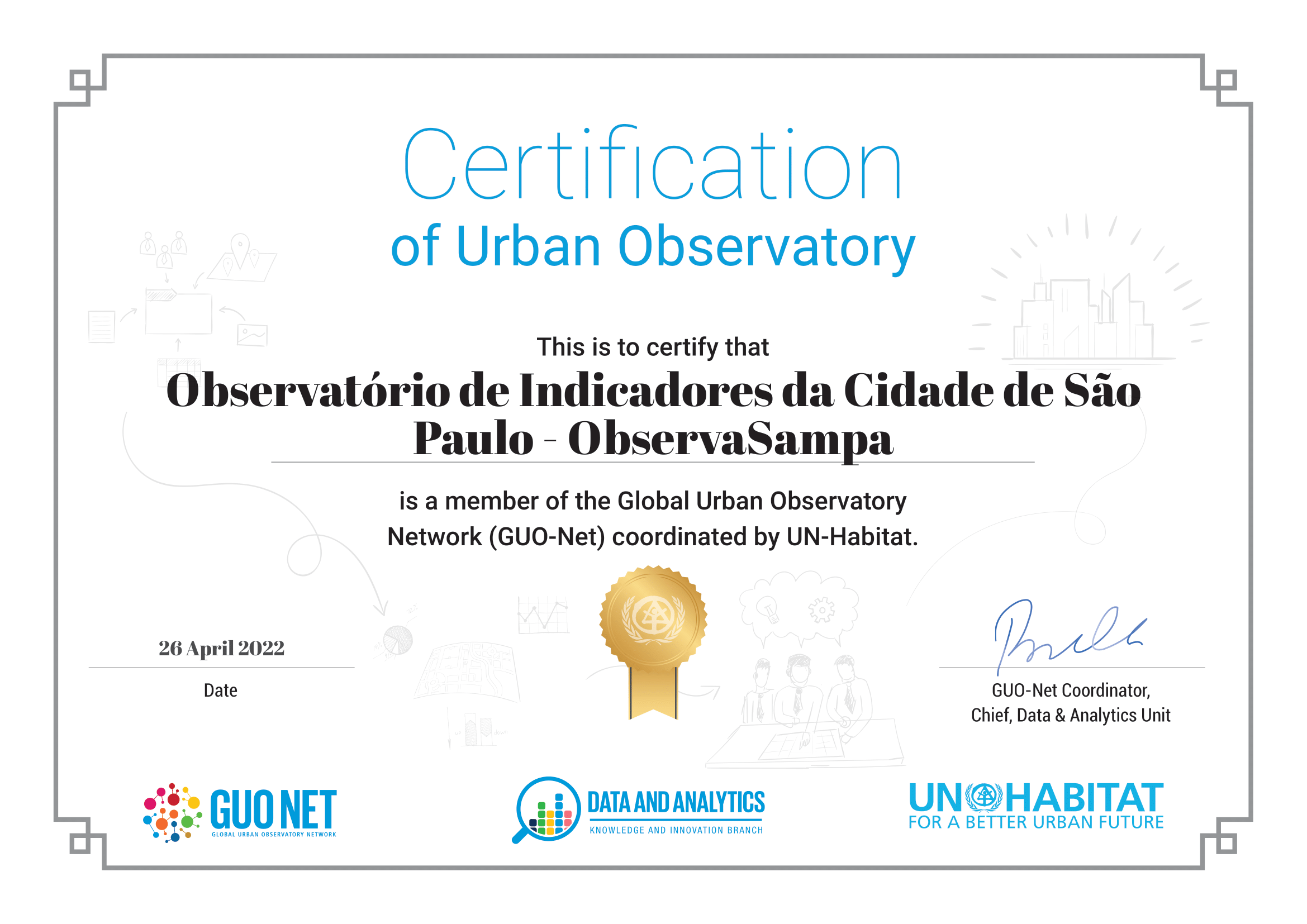 ObservaSampa é certificado pela ONU-Habitat como membro da rede global de observatório urbano